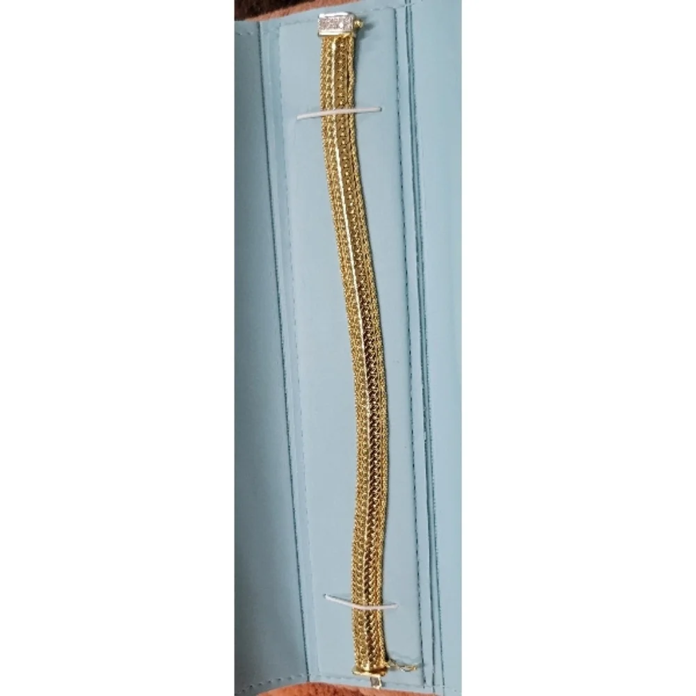 Ross Simons 14kt Italian Gold 8" Bracelet W/ Diamonds 14k Italy New Vintage 12gm - Picture 3 of 8